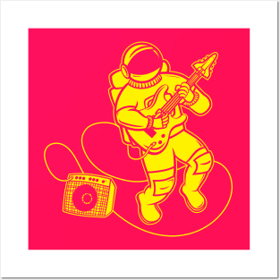 Astronaut Rockstar (Yellow) Posters and Art